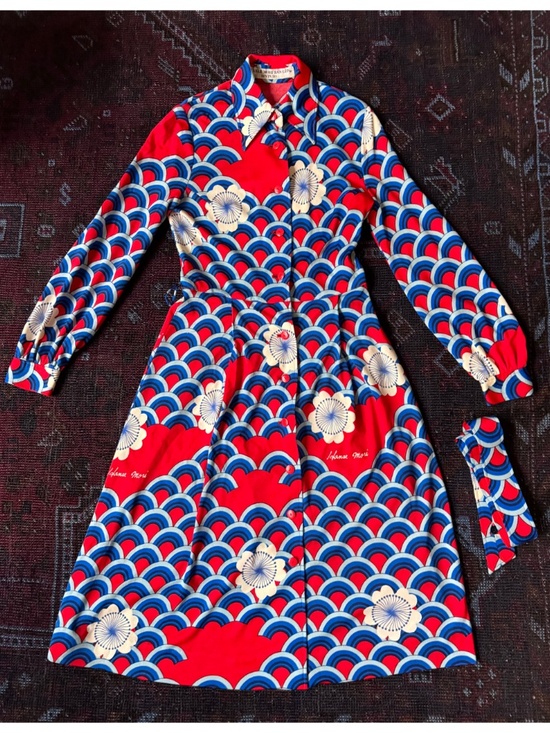 Hanae Mori Dresses & Skirts - RARE Vintage Hanae Mori Midi Shirt Dress | Seigaiha Wave & Floral | Sz 2 Xs S